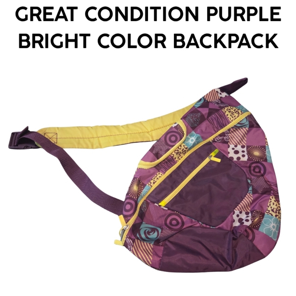 🫟3/$12🫟 Colorful Purple Patchwork Sling Bag — Gently Used Great Condition